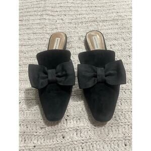 Saks Fifth Avenue Collection Ella Suede Bow Mules Slides Women's Size 7 Black